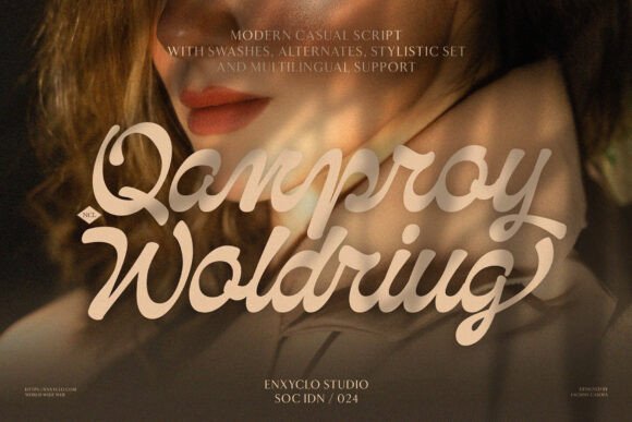 Qanproy Woldriug: A Modern Script Font for Editorial Design